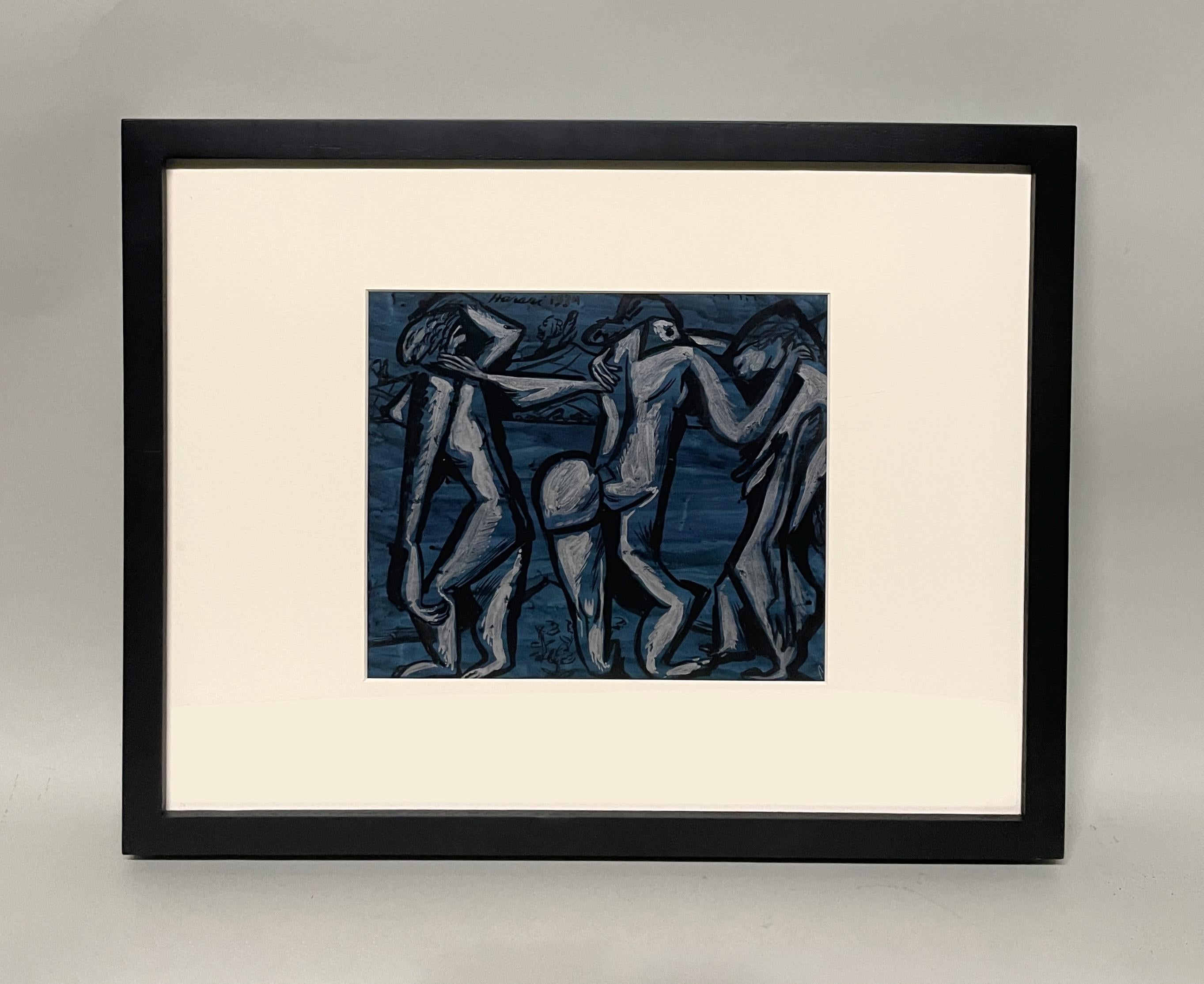 A Striking Early Modern 1934 Abstract WC by Hananiah Harari, 
