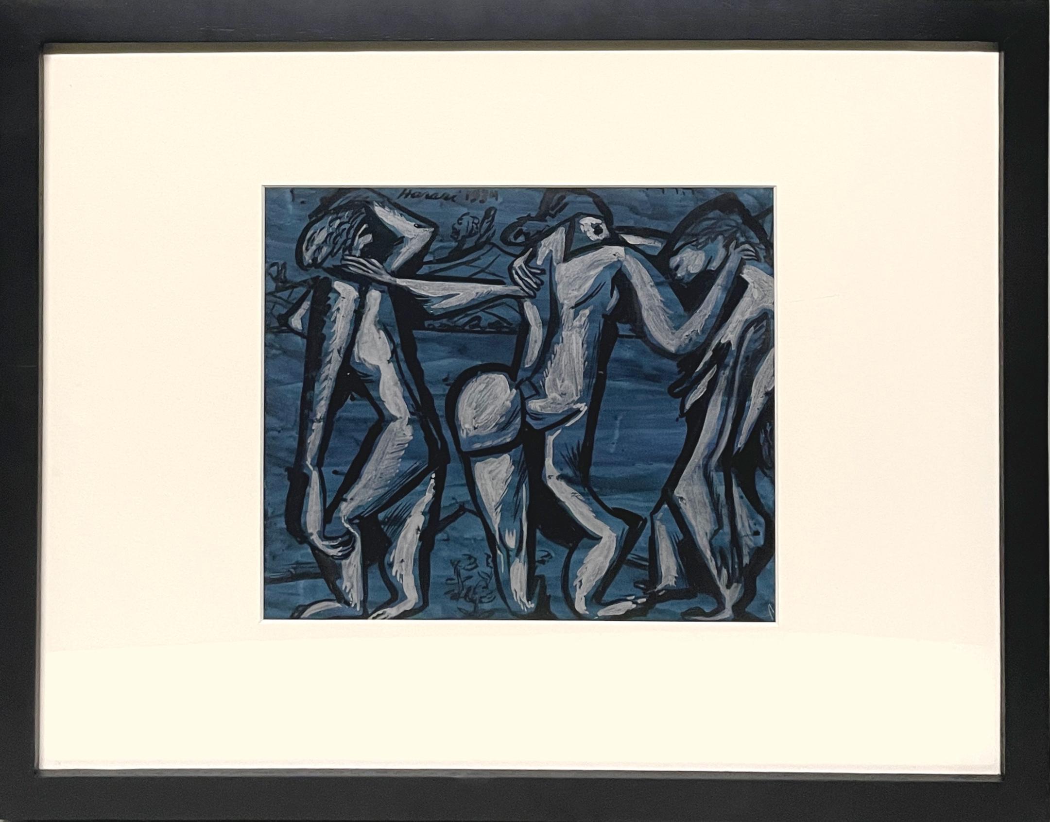 A Striking Early Modern 1934 Abstract WC by Hananiah Harari, 