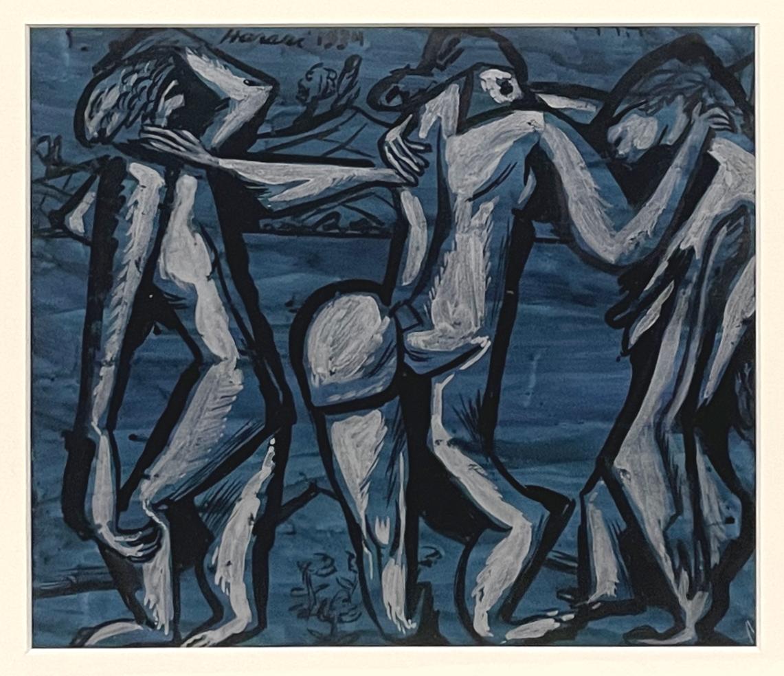A Striking Early Modern 1934 Abstract WC by Hananiah Harari, 