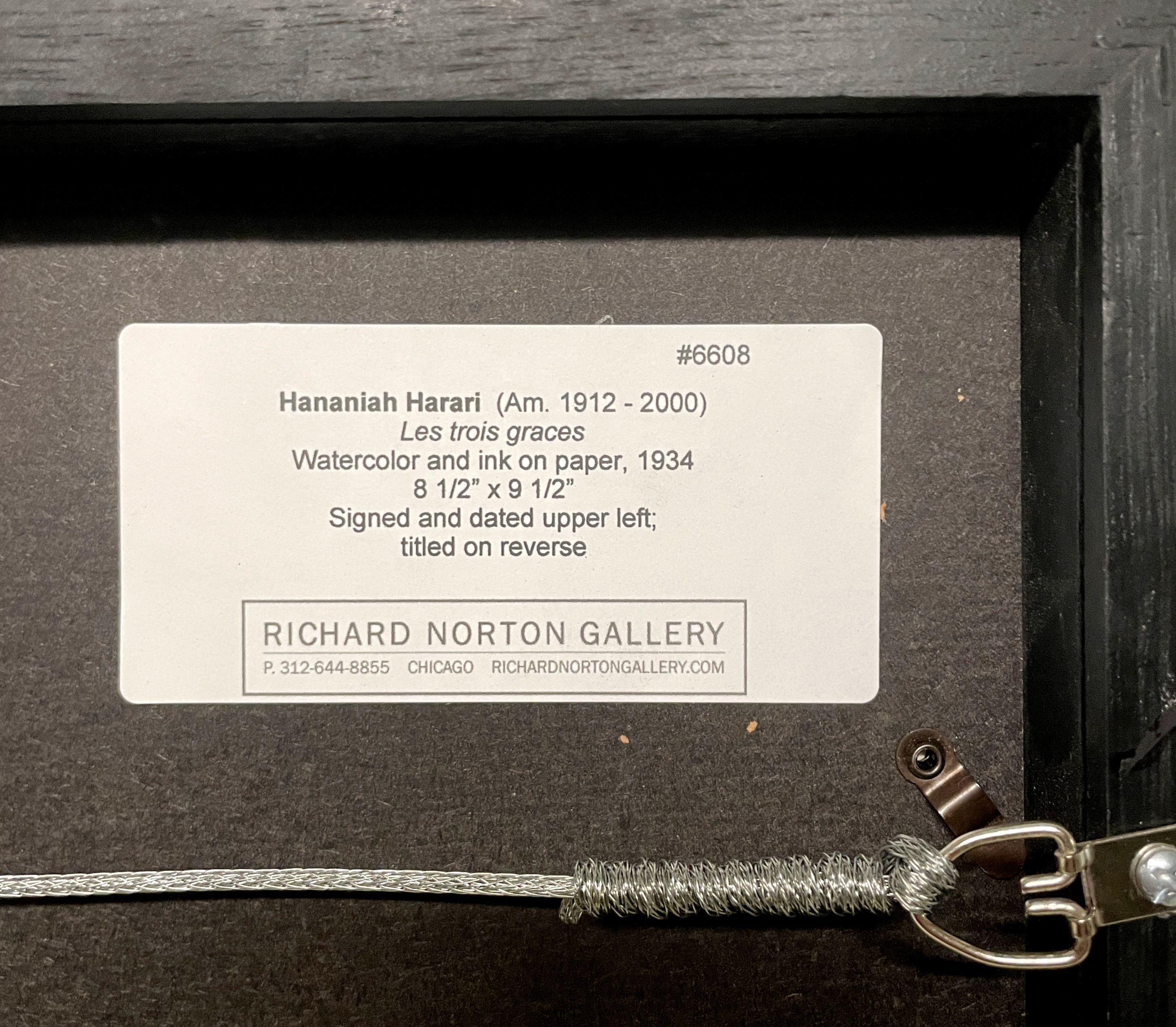 A Striking Early Modern 1934 Abstract WC by Hananiah Harari, 