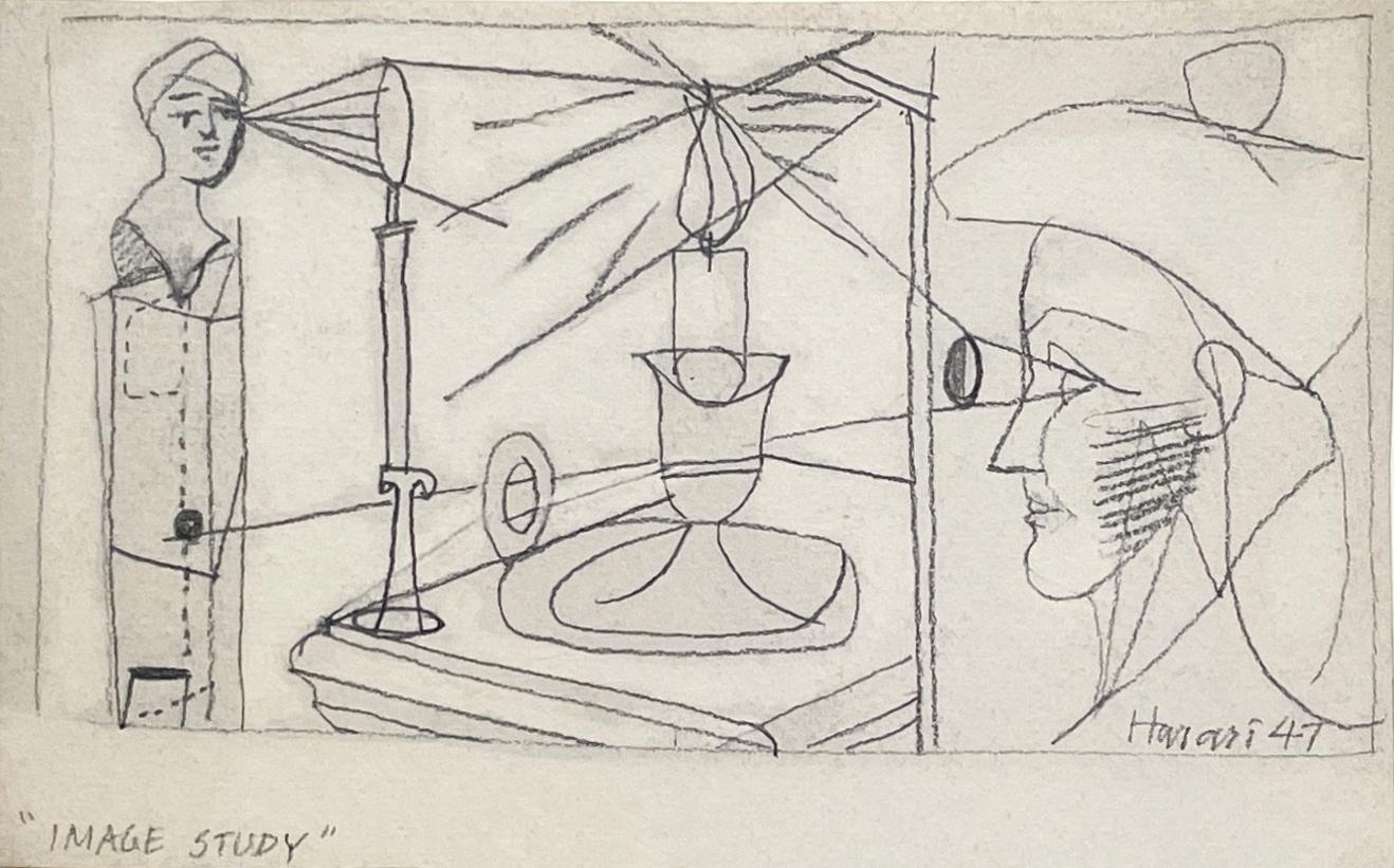 A 1940s, Modern Surreal Abstract Drawing, "Image Study" by Hananiah Harari