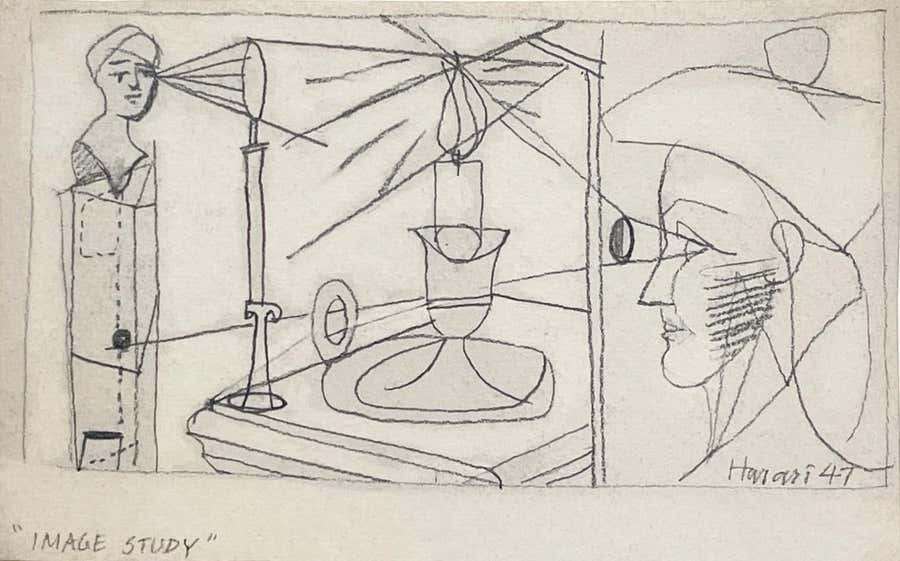 A 1940s, Modern Surreal Abstract Drawing, "Image Study" by Hananiah Harari