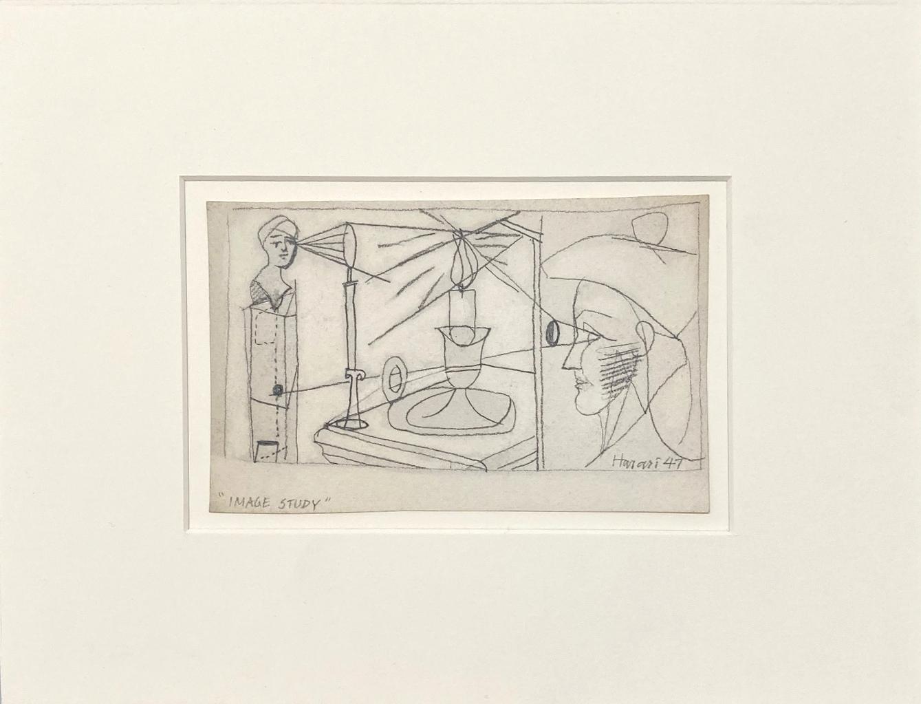 Dibujo abstracto surrealista moderno de los años 40, 