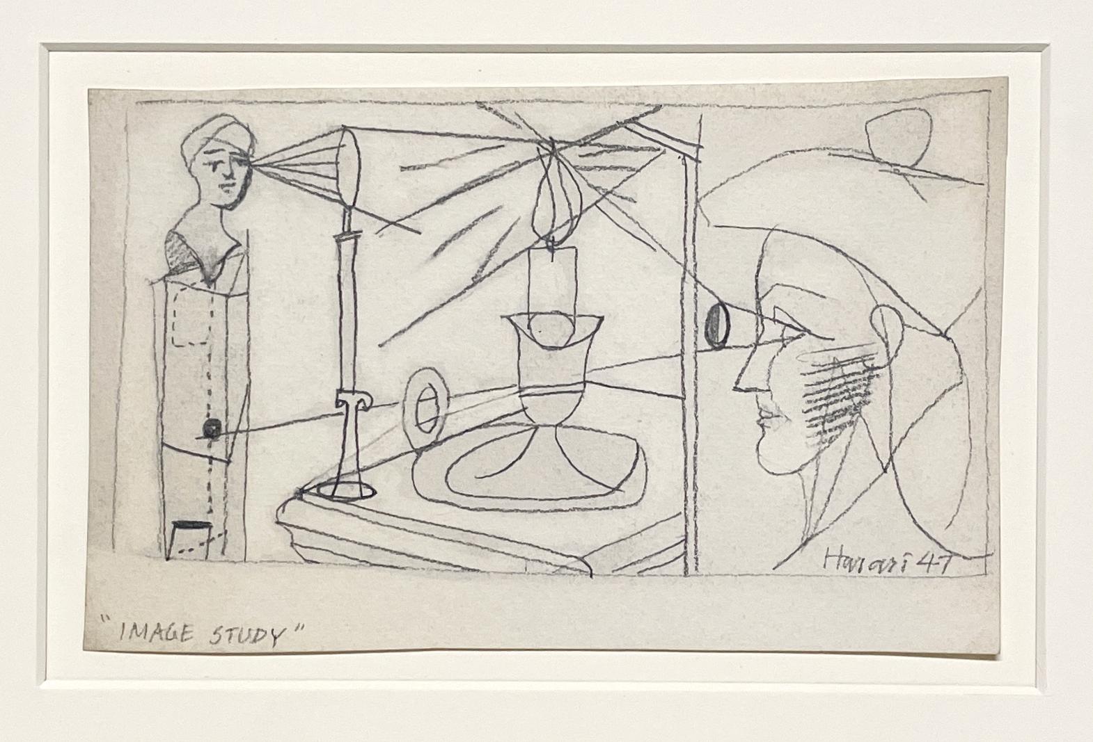 Dibujo abstracto surrealista moderno de los años 40, 