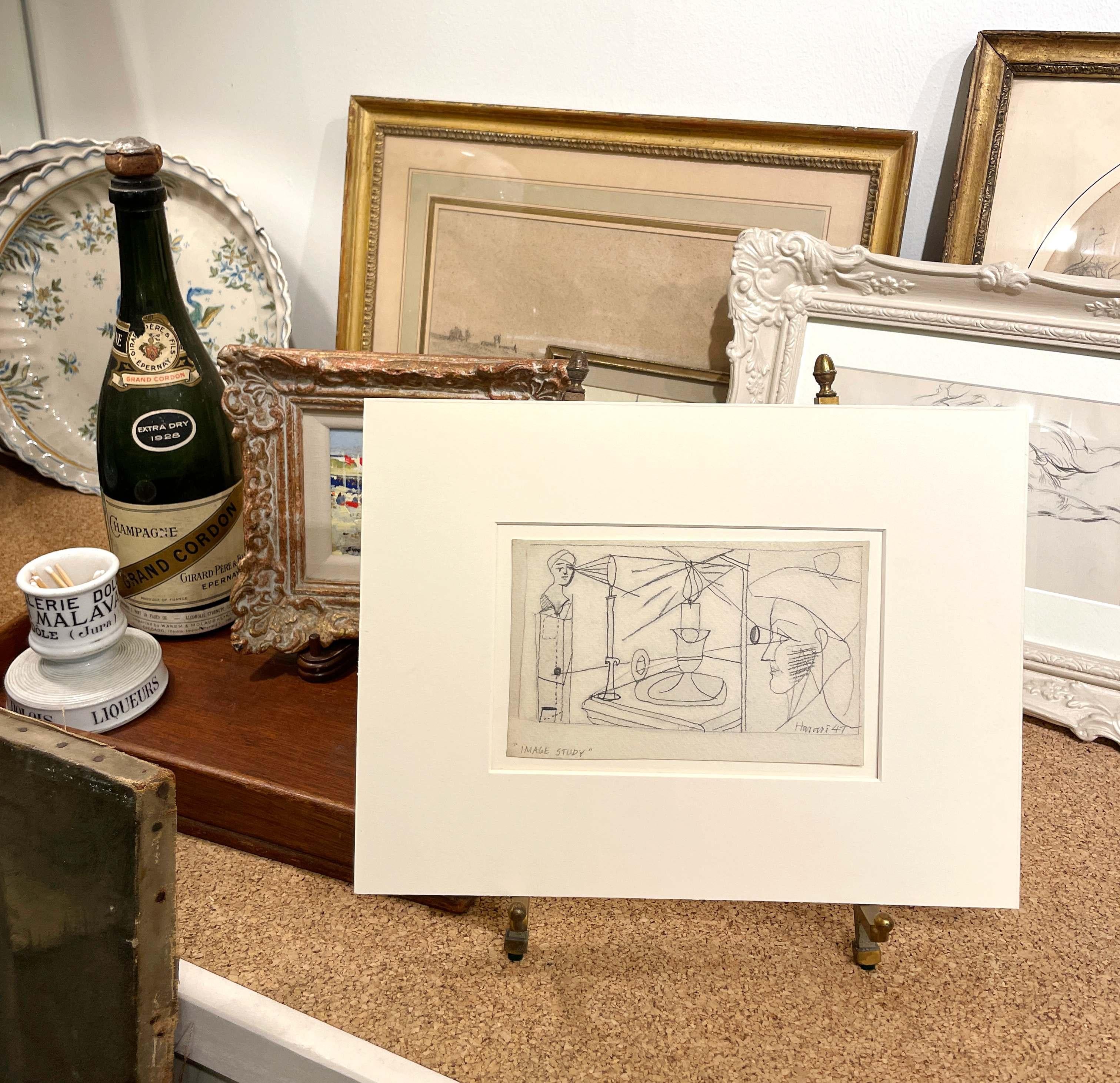 Dibujo abstracto surrealista moderno de los años 40, 