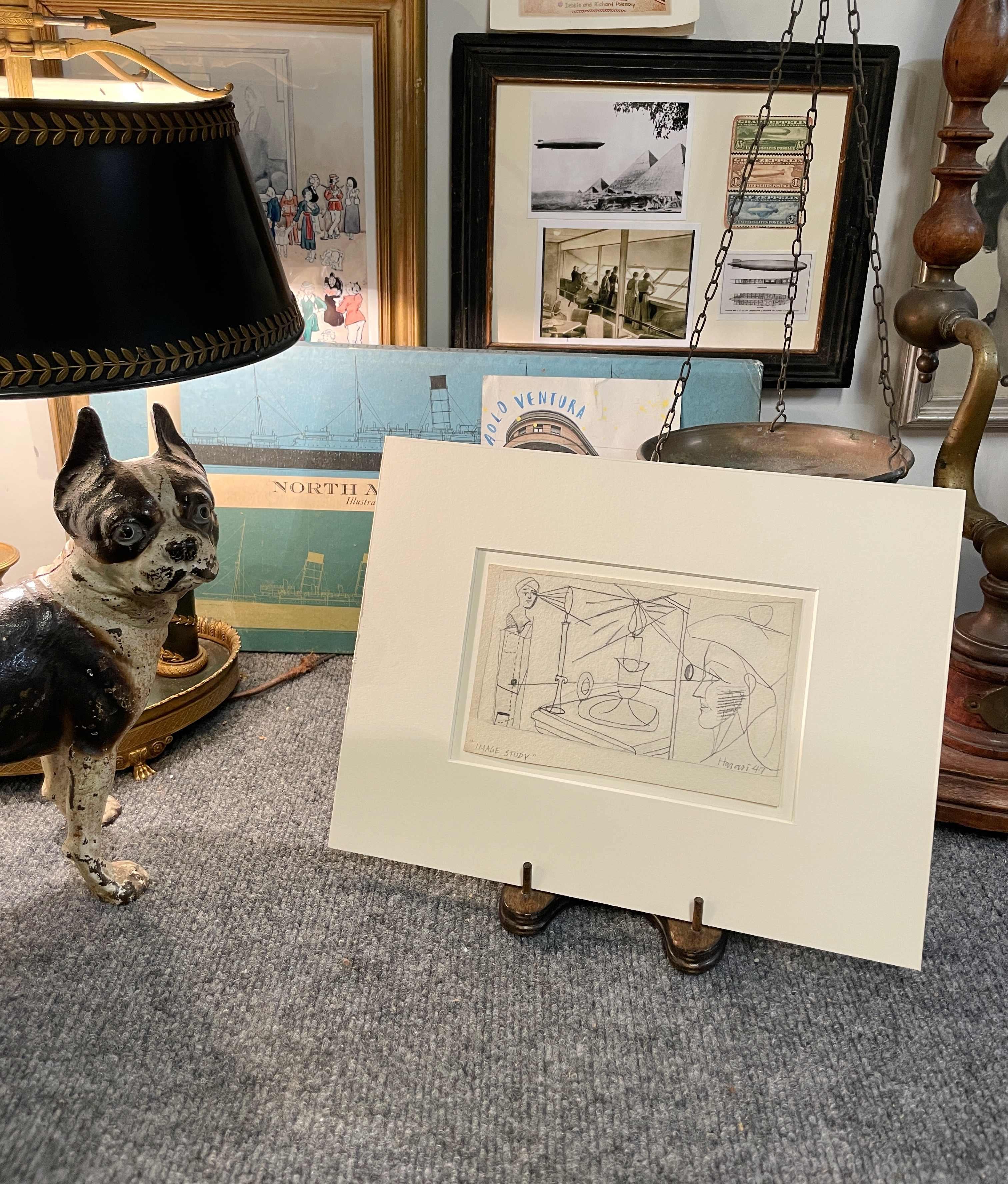 Dibujo abstracto surrealista moderno de los años 40, 