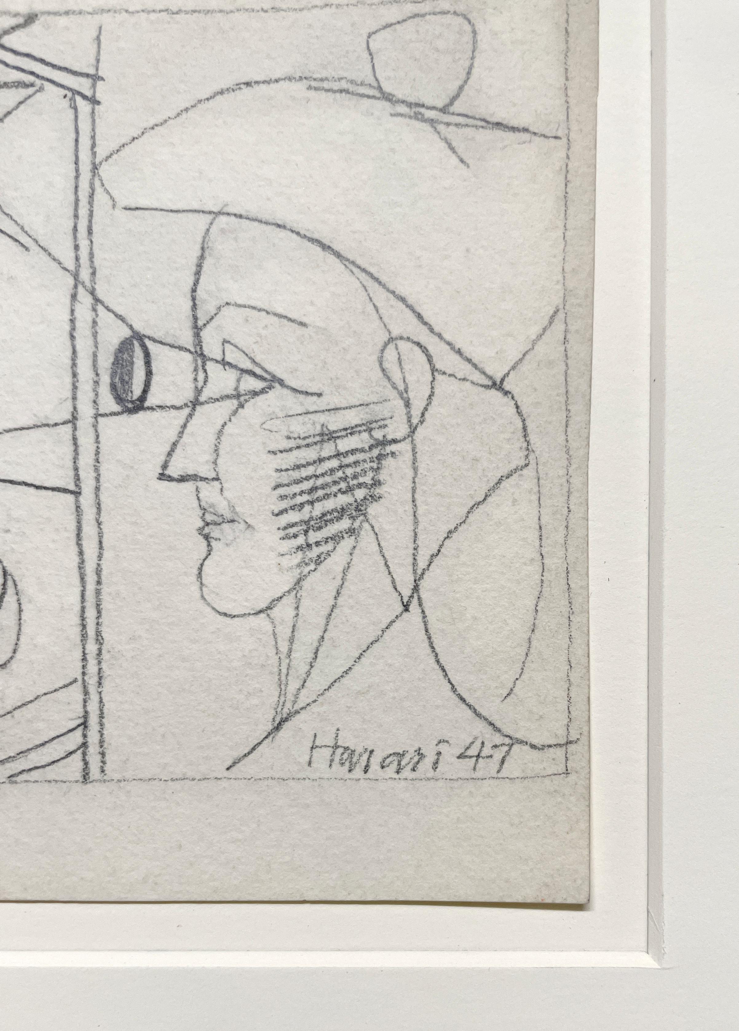 Dibujo abstracto surrealista moderno de los años 40, 