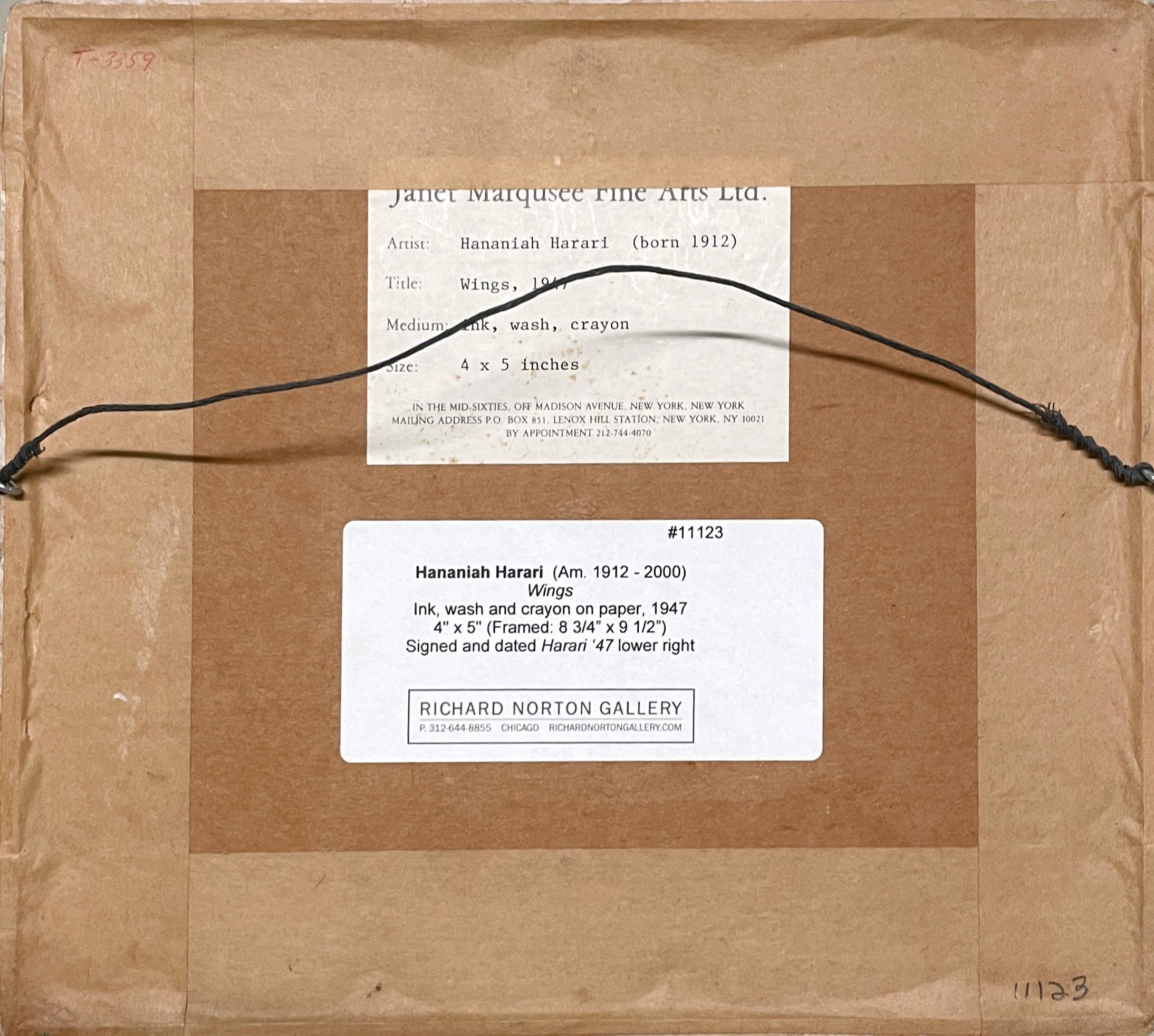 Ein farbenfrohes, 1947 modernes surrealistisches abstraktes WC von Hananiah Harari, 