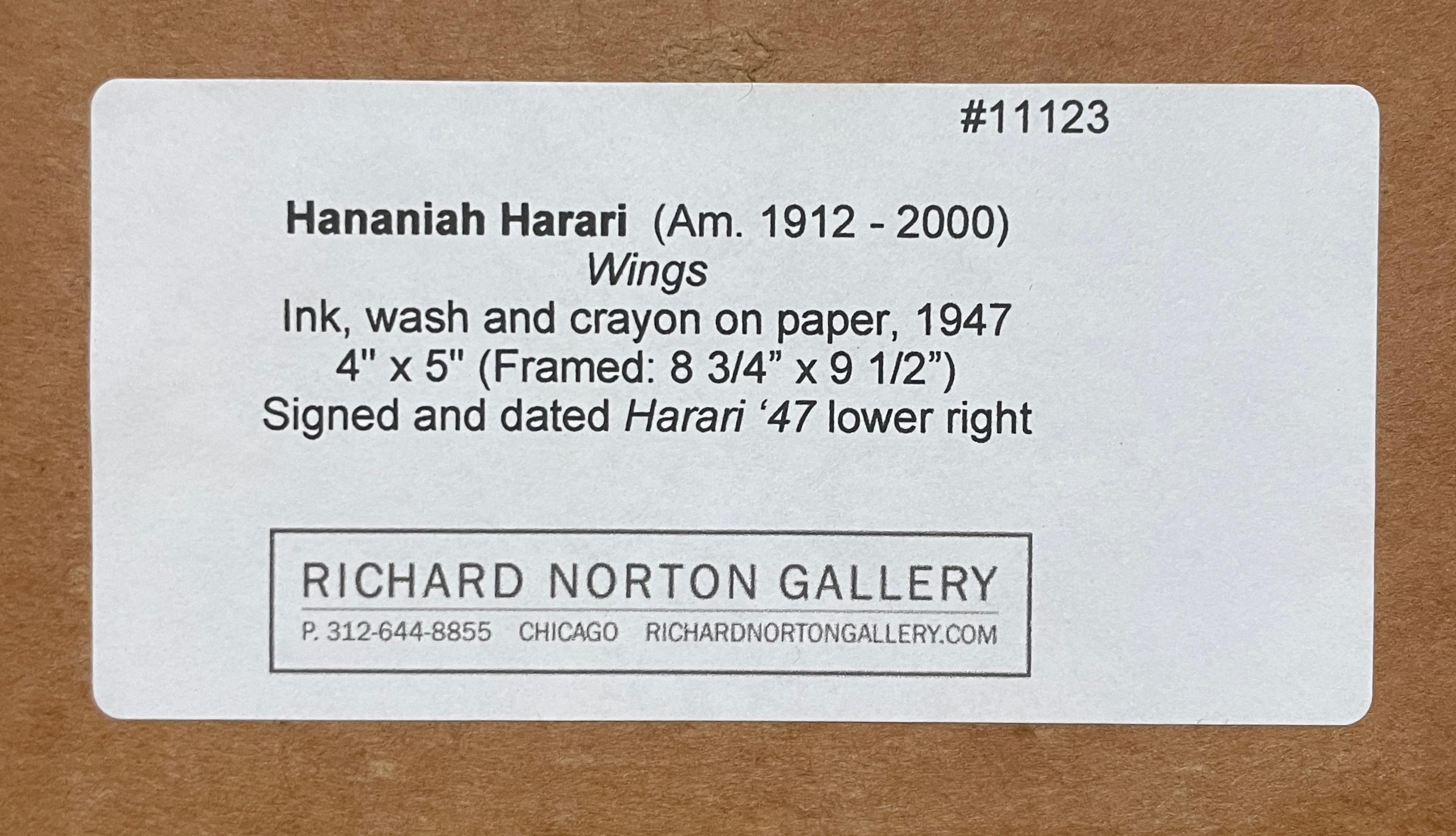 Ein farbenfrohes, 1947 modernes surrealistisches abstraktes WC von Hananiah Harari, 