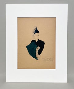 A Stylish Vintage 1940s Fashion Study, Design of Women's Hat & Muff, Lilly Daché