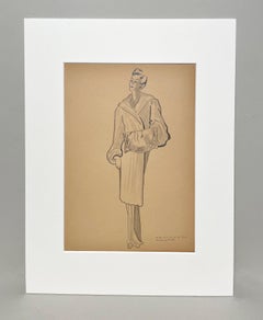 A Stylish, Vintage 1940s Woman's Fashion Design Study, Marshall Field & Co.