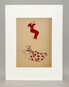 A Stylish Vintage 1940s Fashion Study, Design for Women's Lounge Wear & Pajamas