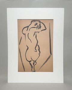 Un dinámico estudio de mediados del siglo XX sobre la figura de un desnudo femenino reclinado