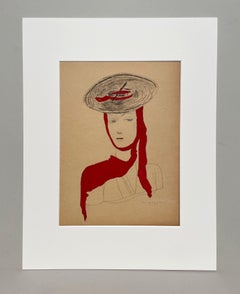 A Stylish Vintage 1940s Fashion Study, Design for Women's Hats, Lily Daché