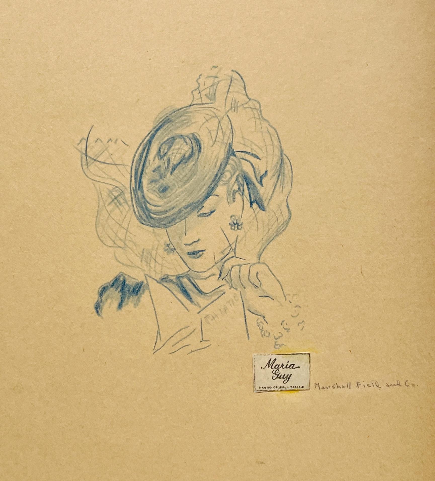 A Stylish, Vintage 1940s Woman
s Fashion Study for Marshall Field 
Co.