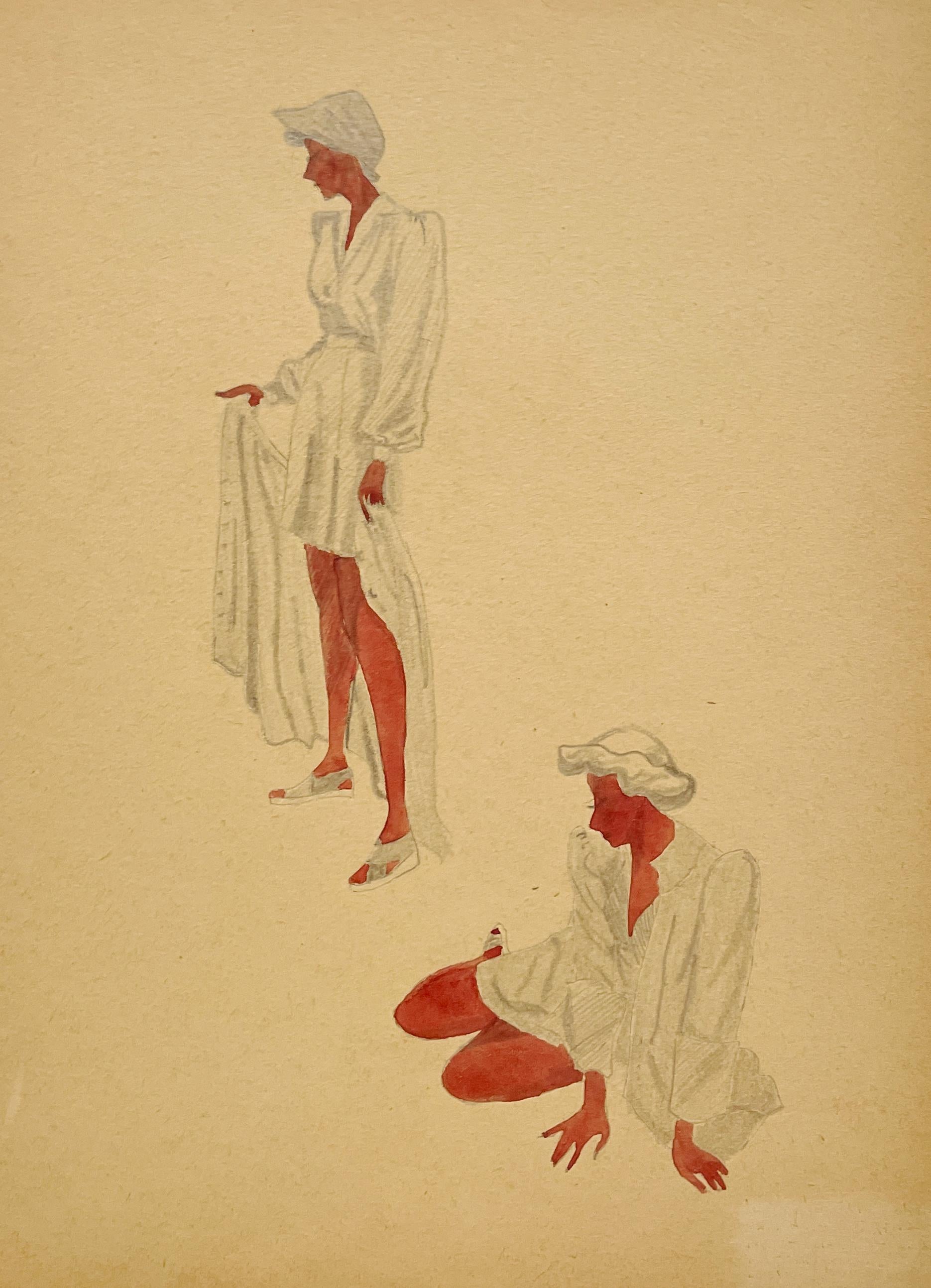 A Stylish Vintage 1940s Fashion Study, Design for Women
s Lounge Wear