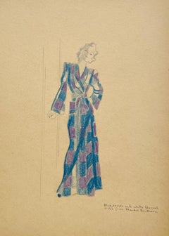 A Stylish, Vintage 1940s Woman
s Fashion Study, Design for a Flannel Robe