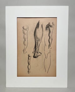A Fine Modern 1930s Academic Anatomical Figure Study (Standing Male Legs & Feet)