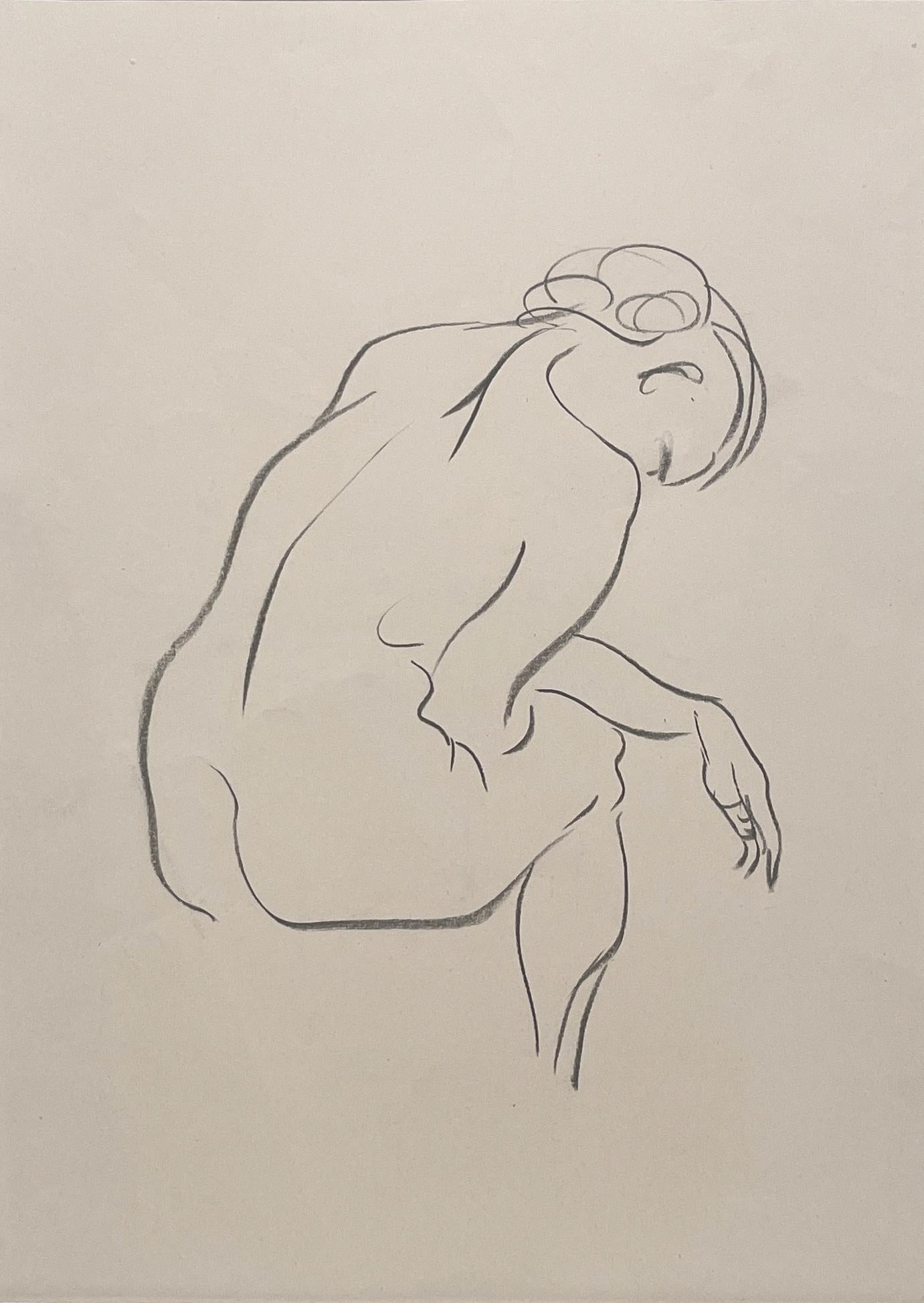Harold Haydon Figurative Art - A Fine, Modern 1930s Art Deco Female Figure Study (Seated Nude, Back)