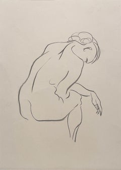 A Fine, Modern 1930s Art Deco Female Figure Study (Seated Nude, Back)