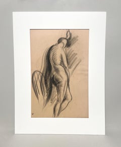 A Finely Drawn 1930s Modern Figure Study, Standing Female Nude Model (Back)