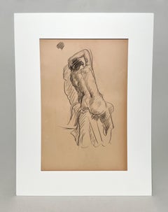 A Finely Drawn 1930s Modern Art Deco Figure Study, Seated Female Nude Model