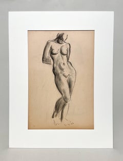 A Finely Drawn 1930s Modern Art Deco Figure Study, Standing Female Nude Model