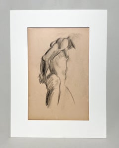 A Finely Drawn 1930s Modern Figure Study, Standing Male Nude Model, Torso