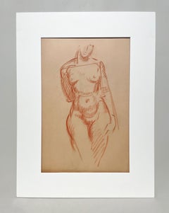 A Fine 1930s Modern Art Deco Pastel Figure Study of a Standing Female Nude Model