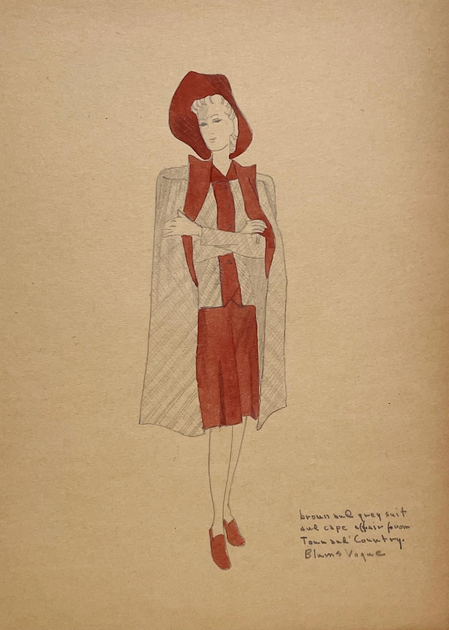 A Stylish Vintage 1940s Woman
s Fashion Study, Town and Country, Blum’s Vogue