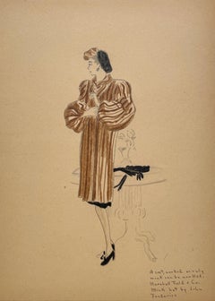 A Stylish, Vintage 1940s Woman
s Fashion Design Study, Marshall Field 
Co.