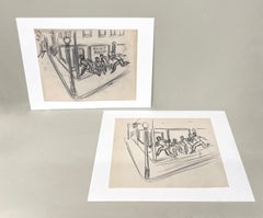 Two 1940s Chicago Street Scenes, Studies for Fulton Street Market, Urban Realism