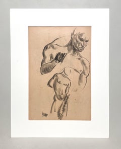 A Fine, Modern 1930s Academic Anatomical Figure Study, Standing Male Nude Model