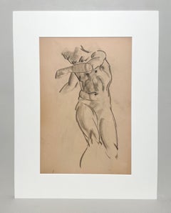 A Finely Drawn 1930s Modern Figure Study, Standing Male Nude Model