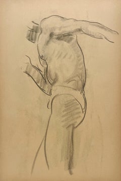 Harold Haydon - A Finely Drawn 1930s Modern Figure Study, Standing Male Nude Model A Finely Drawn 1930s Modern Figure Study, Standing Male Nude Model