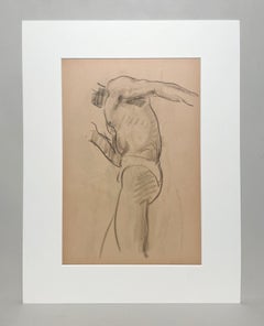 A Finely Drawn 1930s Modern Figure Study, Standing Male Nude Model