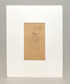 A Stylish, Vintage 1940s Woman's Fashion Design Study, Suit Coat & Hat