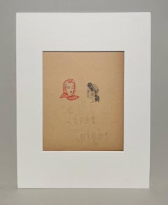 A Stylish, Vintage 1940s Woman's Fashion Design Study, Hat & Scarf, First Night