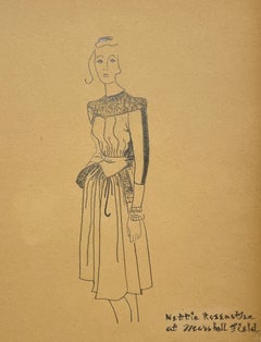 A Stylish, Vintage 1940s Fashion Design, Woman
s Dress, Marshall Field 
Co.