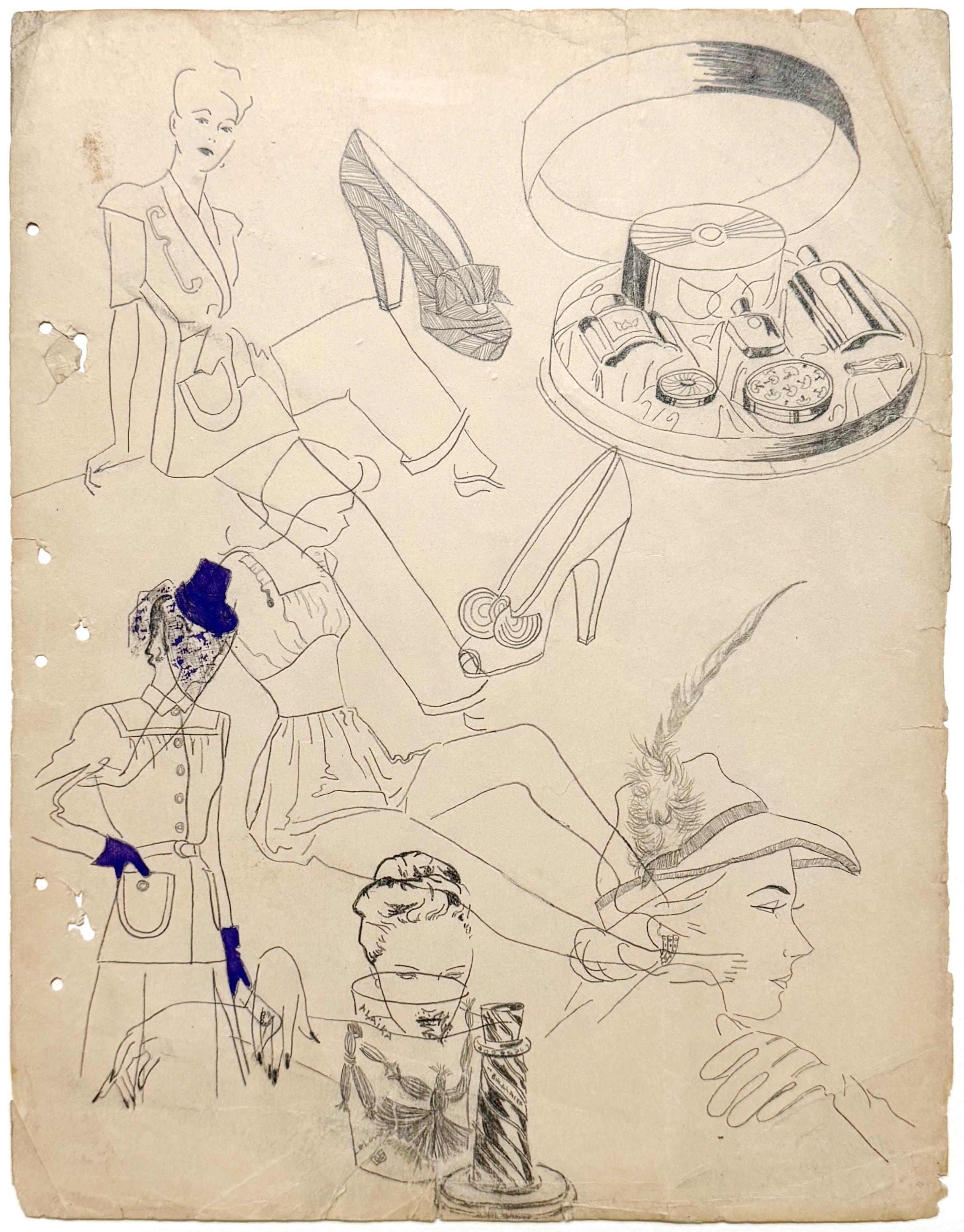 Eine stilvolle Mode-Studie im Vintage-Stil der 1940er Jahre, Design für Damenbekleidung und Accessoires