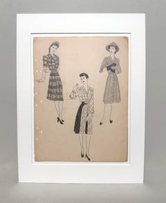 A Stylish Vintage 1940s Fashion Study, Featuring Designs for Women’s Day Dresses