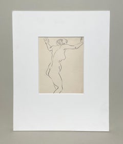 A Finely Drawn, Modern 1940s Art Deco Female Figure Study (Standing Nude, Back)