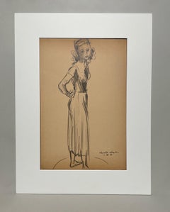A Finely Drawn, Modern 1940s Figure Study (Standing Young Female Model)