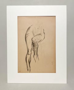 A Finely Drawn 1930s Modern Figure Study, Seated Female Nude Model (Legs)