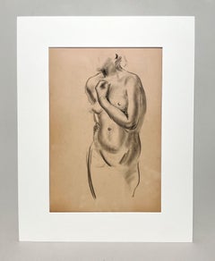 A Finely Drawn 1930s Modern Art Deco Figure Study, Standing Female Nude Model