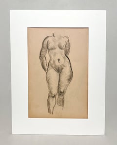 A Finely Drawn 1930s Modern Art Deco Figure Study, Standing Female Nude Model