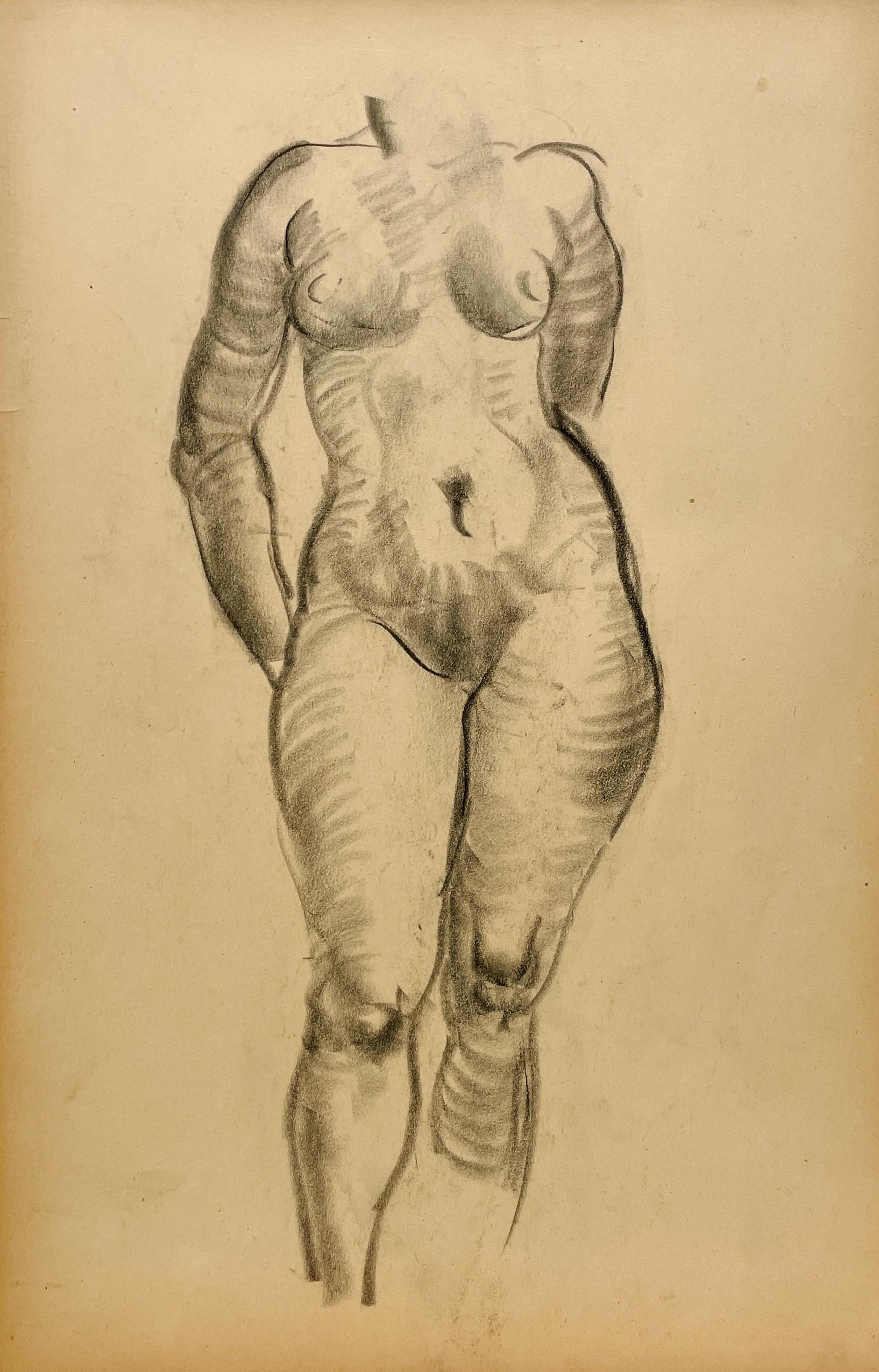 Nude Harold Haydon - Fine Art Models Fine Deco Figure Study des années 1930, modèle de nu féminin debout