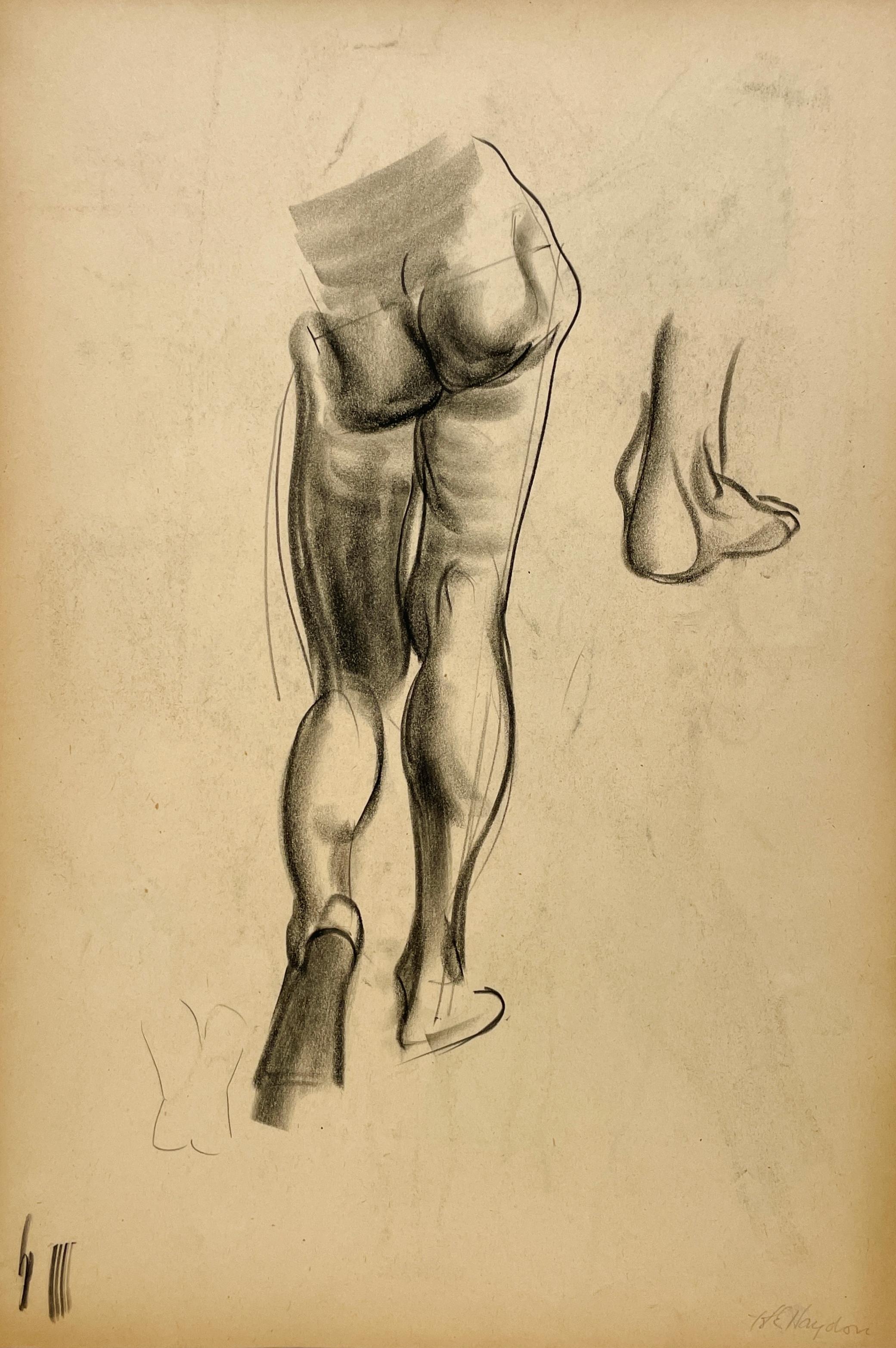 Harold Haydon Figurative Art - A Finely Drawn, 1930s Modern Figure Study, Standing Male Nude (Backside)