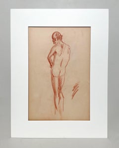 A Finely Drawn 1930s Modern Art Deco Figure Study, Standing Female Nude Model