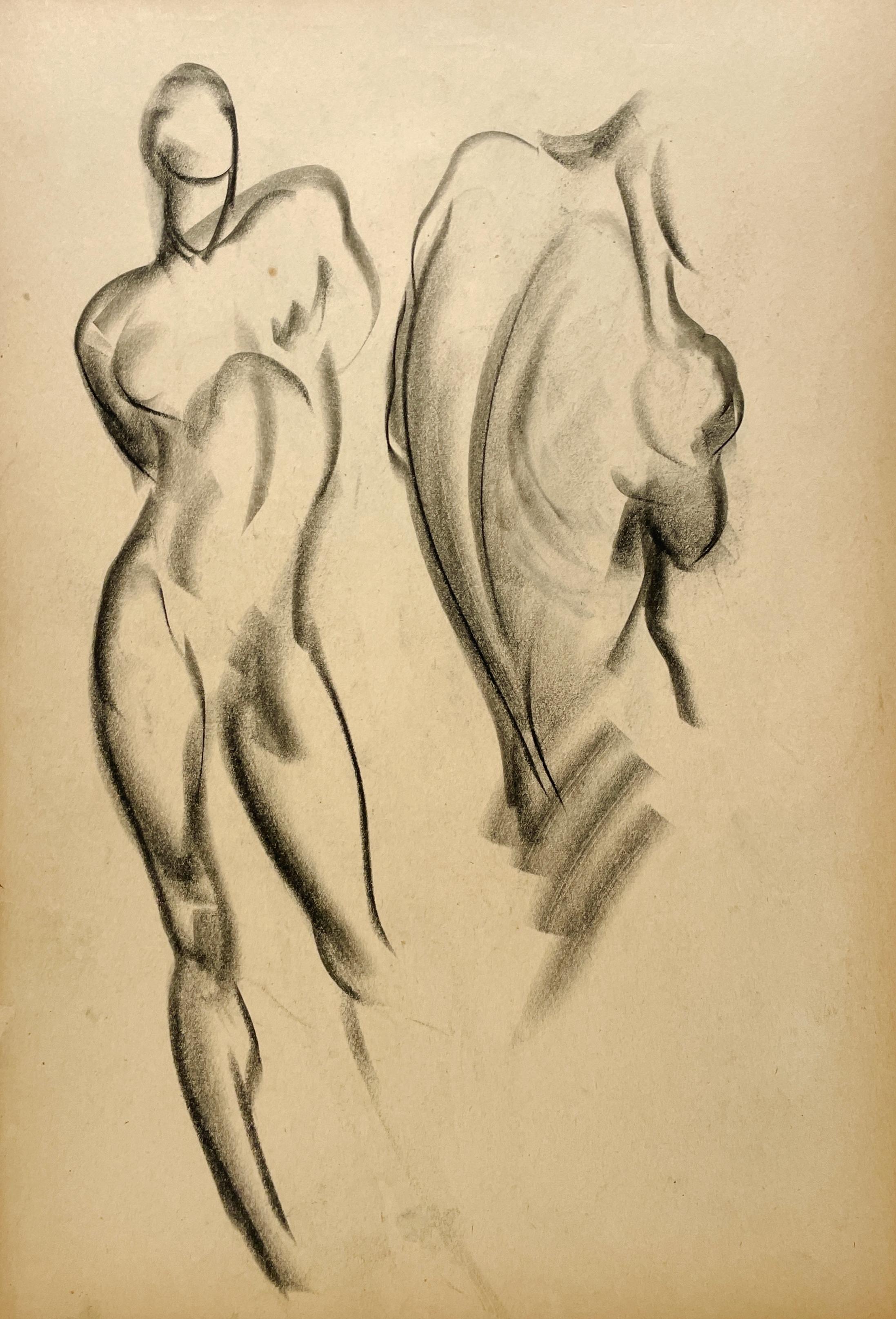 A Finely Drawn 1930s Modern Art Deco Figure Study, Standing Male Nude Model
